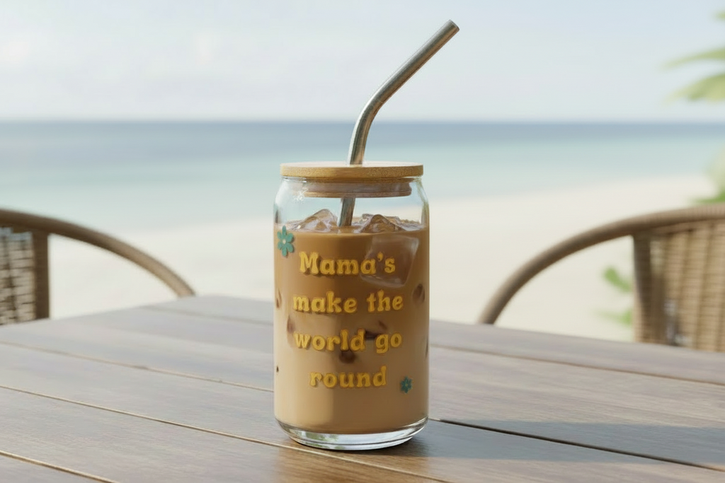 Mama's Make The World Go Round Glass Cup
