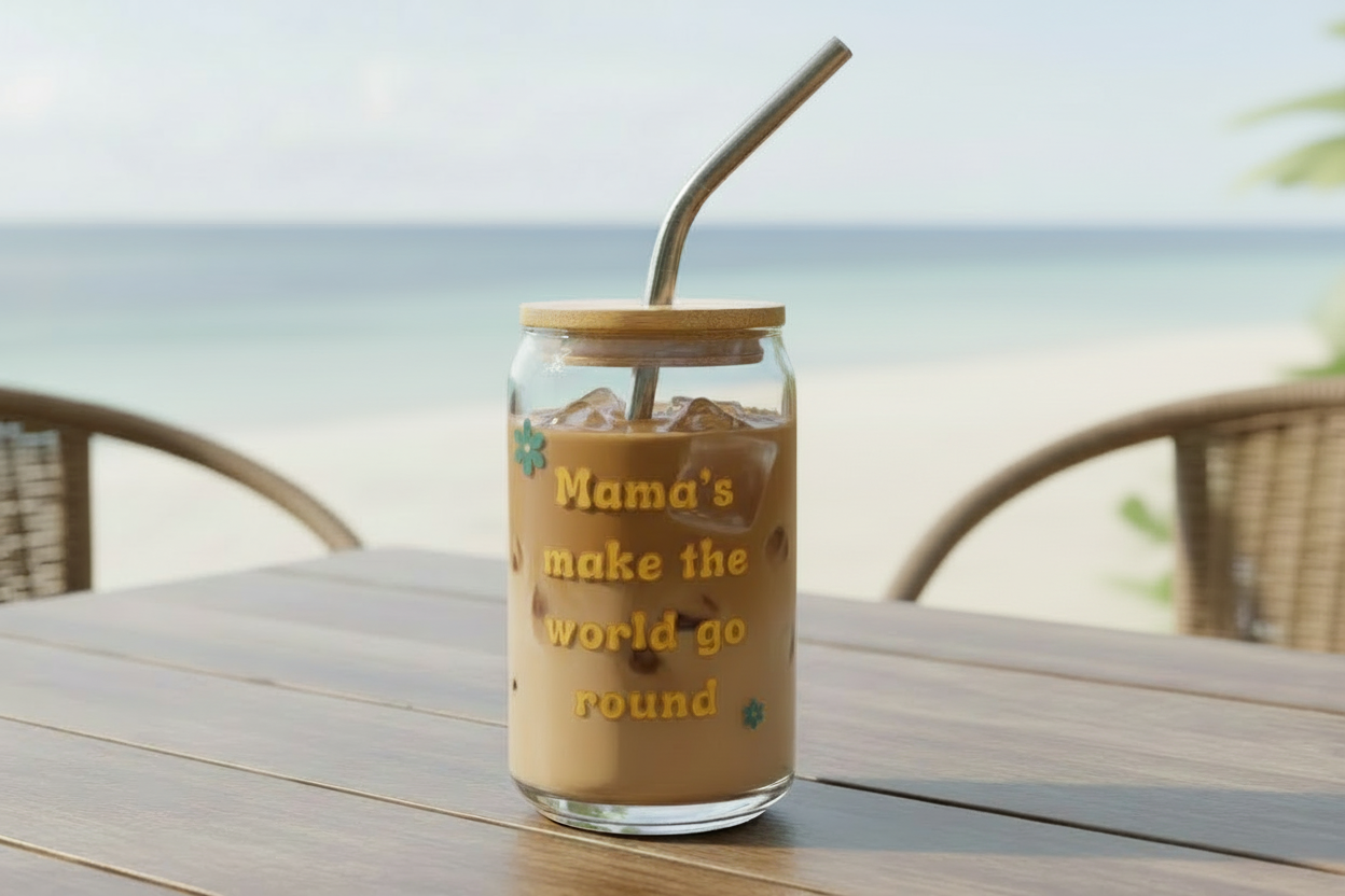 Mama's Make The World Go Round Glass Cup