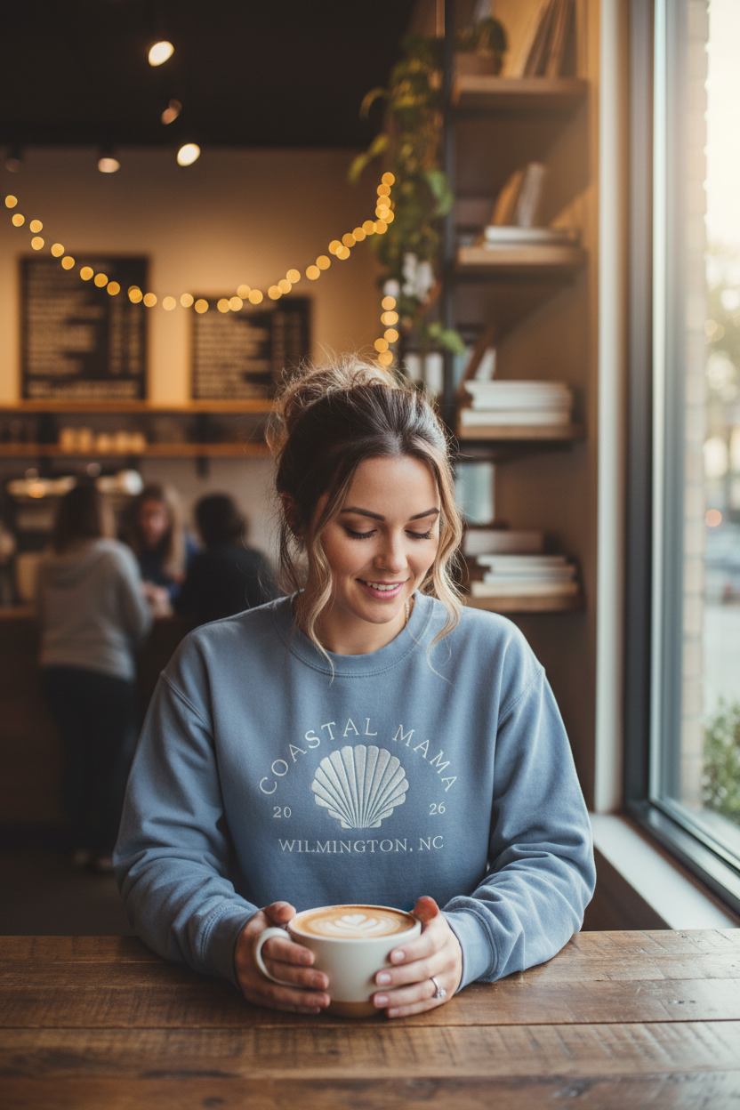 Embroidered Coastal Mama Crew (Chambray)