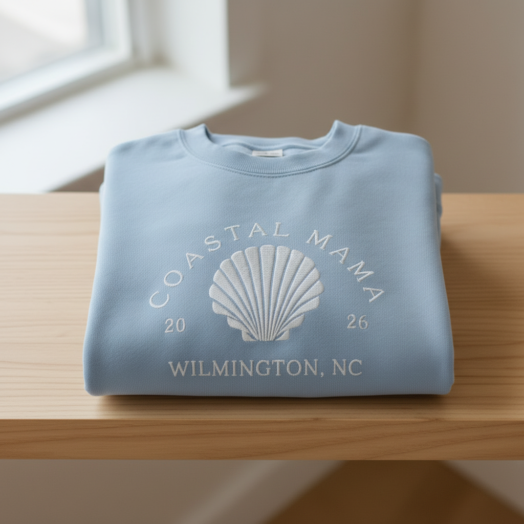 Embroidered Coastal Mama Crew (Chambray)