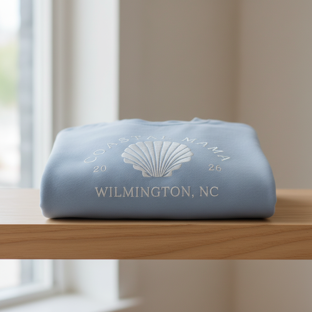 Embroidered Coastal Mama Crew (Chambray)