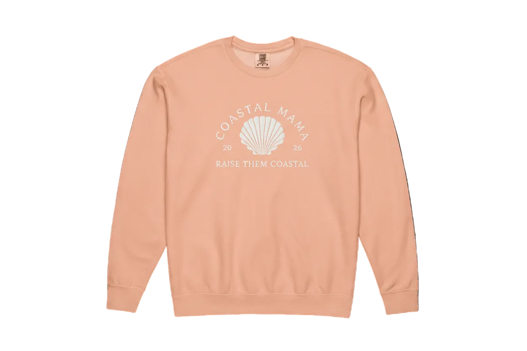 Embroidered Coastal Mama Crew (Peach)