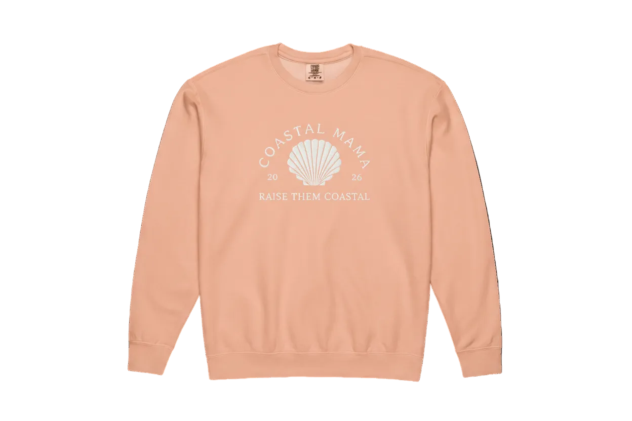 Embroidered Coastal Mama Crew (Peach)