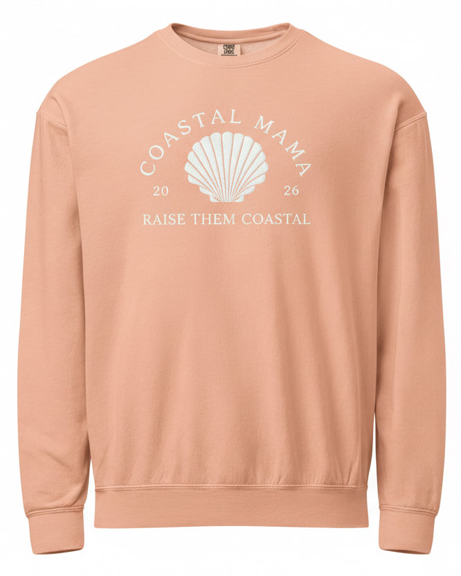 Embroidered Coastal Mama Crew (Peach)
